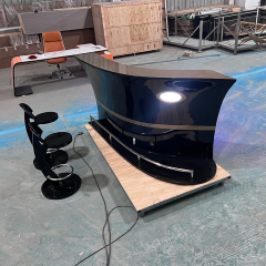 Led Black Bar Furniture Ready Made Restaurant Bar Counter Boat Shape