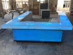 San Diego Large Size U Shaped Bar Counter RGB Led Onyx Stone Bar Furniture