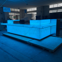 Illuminated Led Sushi Bar Counter Table U Shape Stone Bar Stools
