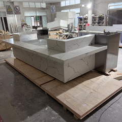 Illuminated Led Sushi Bar Counter Table U Shape Stone Bar Stools