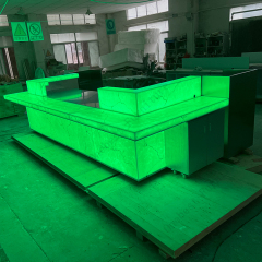 Illuminated Led Sushi Bar Counter Table U Shape Stone Bar Stools