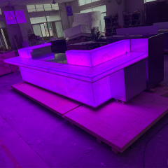 Illuminated Led Sushi Bar Counter Table U Shape Stone Bar Stools
