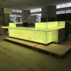 Illuminated Led Sushi Bar Counter Table U Shape Stone Bar Stools