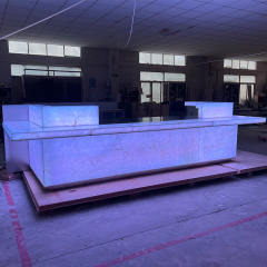 Illuminated Led Sushi Bar Counter Table U Shape Stone Bar Stools