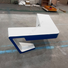 Round Corner White and Blue Workstation Desk Office Furniture for Sale