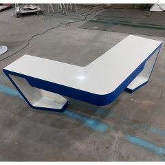 Round Corner White and Blue Workstation Desk Office Furniture for Sale