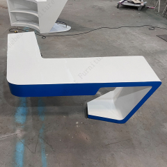 Round Corner White and Blue Workstation Desk Office Furniture for Sale