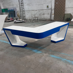 Round Corner White and Blue Workstation Desk Office Furniture for Sale