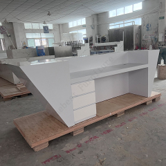 Norway Design Cold White Small Clinic Reception Desk Marble Stone Counter