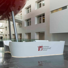 Fast Delivery Shop Mall Reception's Custom Desk in Corian Material