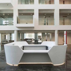 Fast Delivery Shop Mall Reception's Custom Desk in Corian Material