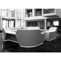 Fast Delivery Shop Mall Reception's Custom Desk in Corian Material