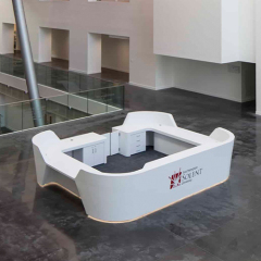 Fast Delivery Shop Mall Reception's Custom Desk in Corian Material