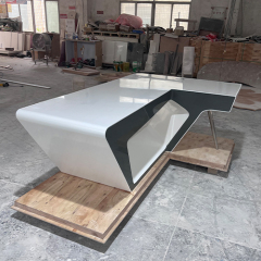 Semi Circle Office Executive Desk Office Boss Table White Color
