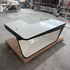 Semi Circle Office Executive Desk Office Boss Table White Color