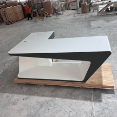 Semi Circle Office Executive Desk Office Boss Table White Color