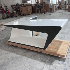 Semi Circle Office Executive Desk Office Boss Table White Color