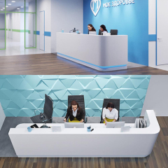 Russia Clinic Dental Furniture 2 Person Reception Desk Counter