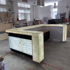 Gemstone Bar Counters LED Light Kitchen Counter Top with Cabinet