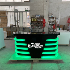 Small Size Media Reception Desk Black LED Counter to Greece
