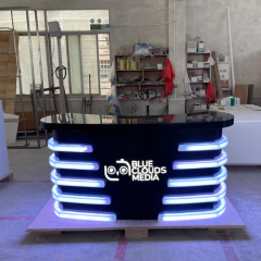 Small Size Media Reception Desk Black LED Counter to Greece