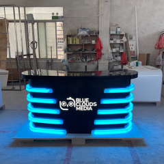 Small Size Media Reception Desk Black LED Counter to Greece