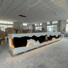 San Diego Front Counter 15 Feet Marble and Gold Stainless Steel Reception Desk