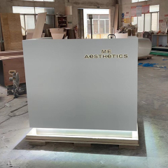 Mini Size Cloth Store Service Counter Free LED Logo Reception Desk