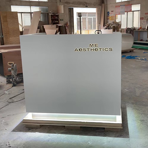 Mini Size Cloth Store Service Counter Free LED Logo Reception Desk