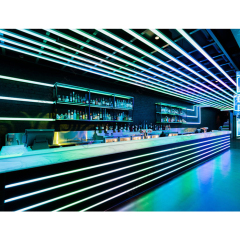 Restaurant Illuminated Led Light Bar Furniture Water Bubble I Shape Bar Counter