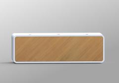 Oak Wood and Corian Solid Surface Fone Reception Desk and Cabinet