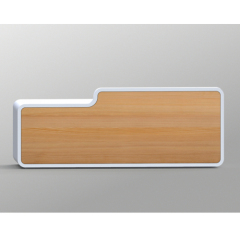 Oak Wood and Corian Solid Surface Fone Reception Desk and Cabinet