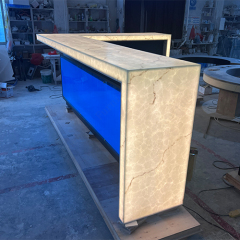 Navy Blue Villa Design Bar Counter LED Black Stainless Steel Backlit Display