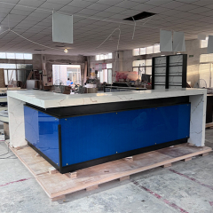 Navy Blue Villa Design Bar Counter LED Black Stainless Steel Backlit Display