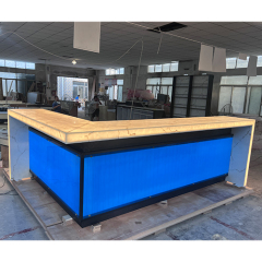 Navy Blue Villa Design Bar Counter LED Black Stainless Steel Backlit Display