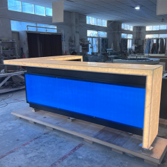 Navy Blue Villa Design Bar Counter LED Black Stainless Steel Backlit Display