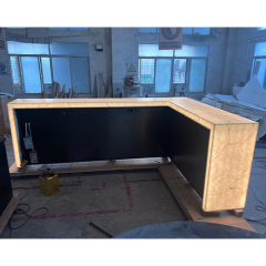 Navy Blue Villa Design Bar Counter LED Black Stainless Steel Backlit Display