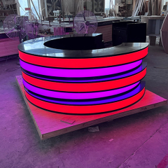 Round Ticket Counter Table Black Corian Led Light Spa Reception Desk