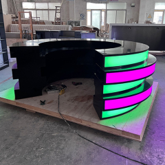 Round Ticket Counter Table Black Corian Led Light Spa Reception Desk
