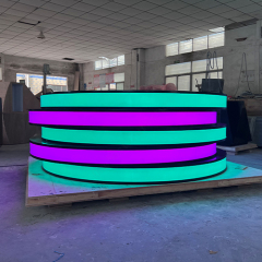 Round Ticket Counter Table Black Corian Led Light Spa Reception Desk