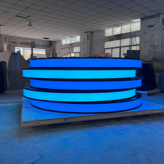 Round Ticket Counter Table Black Corian Led Light Spa Reception Desk