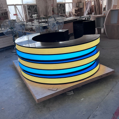 Round Ticket Counter Table Black Corian Led Light Spa Reception Desk