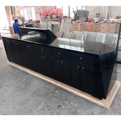 Black High End Marble Solid Surface Reception Desk with LED Light