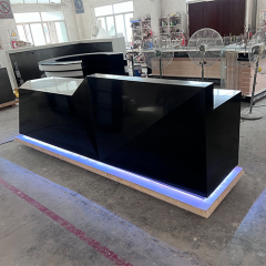 Black High End Marble Solid Surface Reception Desk with LED Light