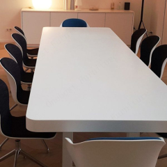 Middle Size Pure White Meeting Table Solid Surface Conference Table Chairs