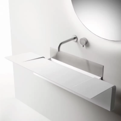 Corian Solid Surface Toilet and Sink Combined Bathroom with Faucet
