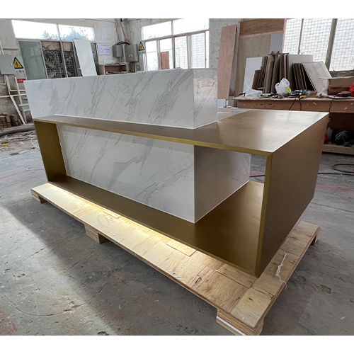 Light Luxury Beauty Salon Reception Desk With Electric Cable Holes
