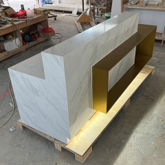 Light Luxury Beauty Salon Reception Desk With Electric Cable Holes