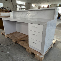 Light Luxury Beauty Salon Reception Desk With Electric Cable Holes