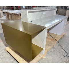 Light Luxury Beauty Salon Reception Desk With Electric Cable Holes